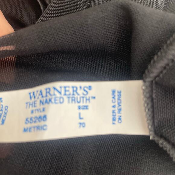 Warner's Vintage Sheer Black Striped Romantic Camisole Lingerie Tank Top Sz L - Picture 4 of 7